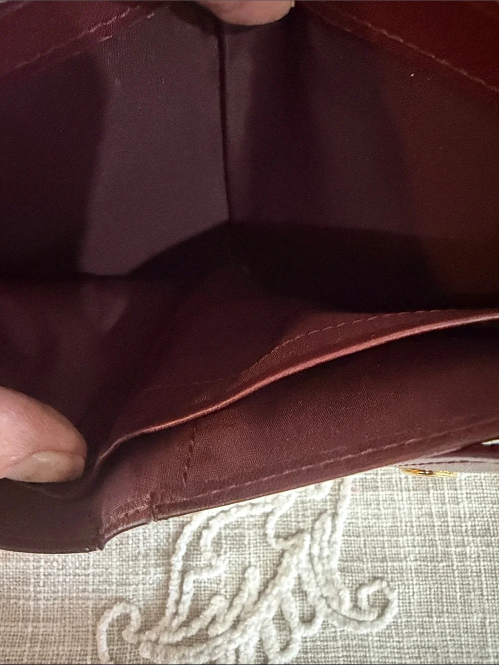 Etienna Aigner Vintage Brown/Burgundy Woven Soft Leather Bifold Wallet